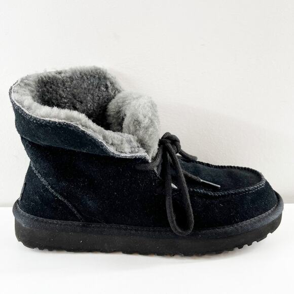 Ugg Diara Foldover Sherpa Ankle Boots Booties Black 7 - Picture 2 of 6